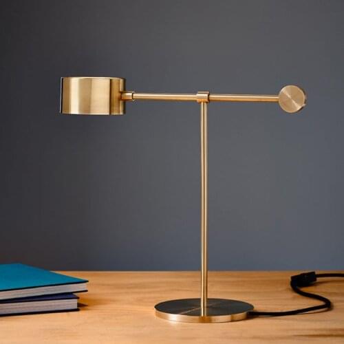 Modern Golden Brushed Iron Table Lamp Bedroom Bedside Lamp with Button Switch US Plug in Type