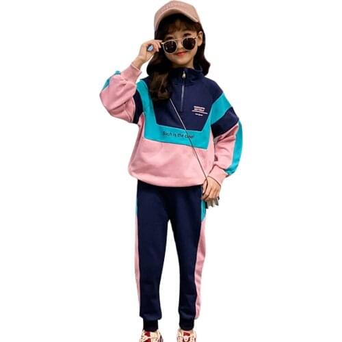 Clothes For Girls Sweatshirt + Pants Tracksuits For Girls Patchwork Costume For Girl Teenage Kids Clothing 6 8 10 12 14