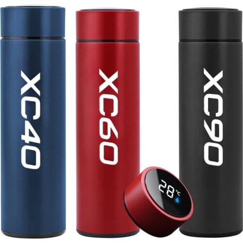 Temperature Display Vacuum Insulated Cup Travel Coffee Mug Thermos Flask For Volvo S60 XC90 V40 V50 V60 S90 V90 XC60 XC40 AWD T6
