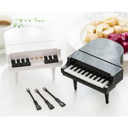 9 pcs/set Fruit Fork Creative cute Piano shape fruit fork Snack Cake Dessert Forks Lunches Party Decor Kitchen tools