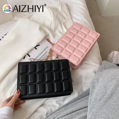 Luxury Chocolate Grid Zipper Crossbody Bags for Women Female Designer Shoulder Pouch PU Leather Messenger Shoulder Bag