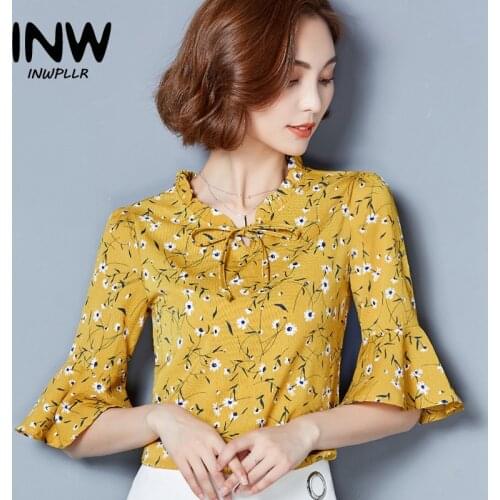 2018 Summer Tops Women Chiffon Blouses Shirts Floral Print Blouse Mujer Casual Short Sleeve Top Plus Size Blusas Feminino