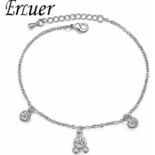 ERLUER Mickey Bracelet For Women Girl Silver Plated Crystal Zircon Chains Link Bracelets & Bangles Fashion Wedding Jewelry Gift