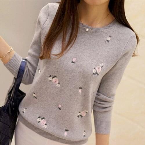 Embroidery Knitted Winter Women Sweater And Pullover Female Tricot Jersey Jumper Pull Femme 2020 Autumn Sweater Women