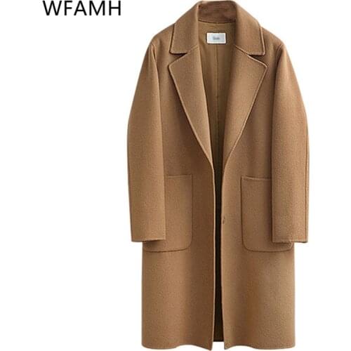 2020Spring Autumn Wool Coat Jacket New Fashion Large size Lady Solid Loose Woolen Outerwear Women cardigan Brand CoatLarge size