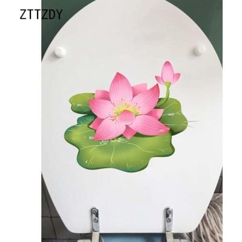 ZTTZDY 23.8*19.5CM Fresh Lotus Flower Bathroom Toilet Sticker Home Room Wall Decal Decor T2-0434