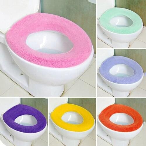 1pc Random Toilet Seat Cover Pad Closestool Mat Washable Bathroom Accessories Soft O-shape Pad Bidet Cover Seat Cushion