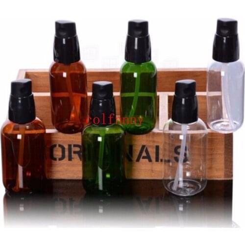 250pcs/lot 50ml 80ml Refillable Plastic Makeup Bottle Color PET Emulsion Pump Bottle Women Cosmetic Containers Customized