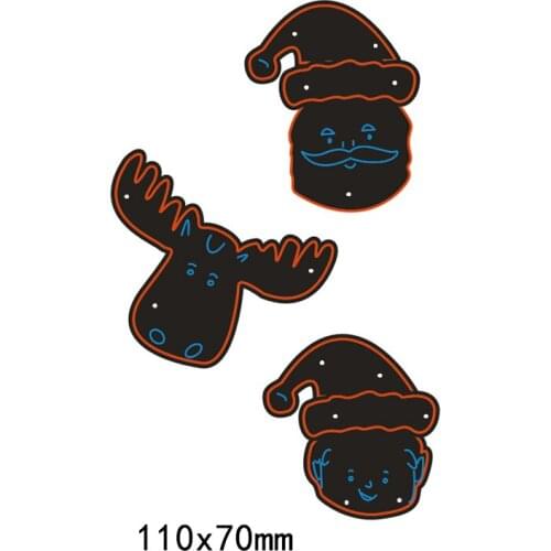 3 pcs Santa Claus and Deer DIY Scrapbooking Embossing Paper Craft Handmade Paper Card Stencil Stamps Dies 11*7cm