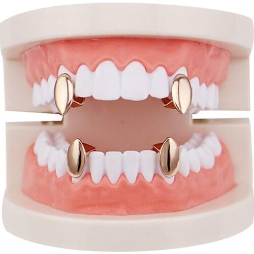 4pcs/set Vampire Teeth Grillz Top Bottom Canine Fangs Dracula Tooth Grills Dental Cap Cosplay Party Hip Hop Body Jewelry