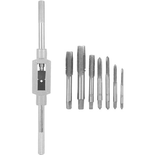 8PCS M3-M12 Tap Wrench Drill Set Hand Tapping Tools Screw Thread Tap Drill Bit Wrench Set Hand Tool
