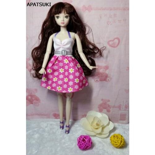 Doll Accessories Pink Flower Clothes For Barbie Dollhouse Dress Party Gown Summer Short Dresses Vestidos for Barbie Doll