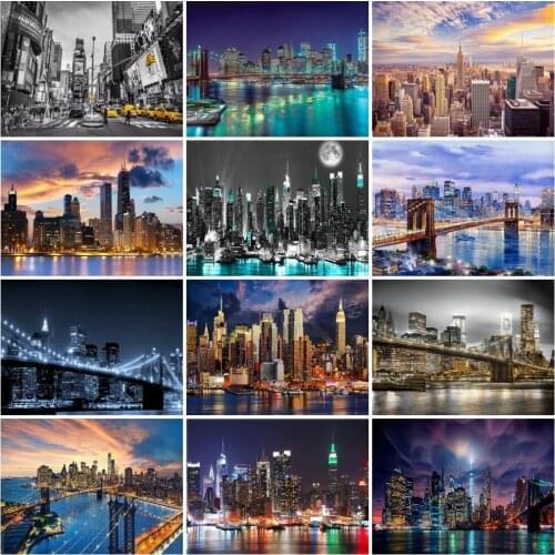 AZQSD DIY Diamond Painting New York Building Picture Of Rhinestones Diamond Embroidery City Landscape Mosaic Home Decor