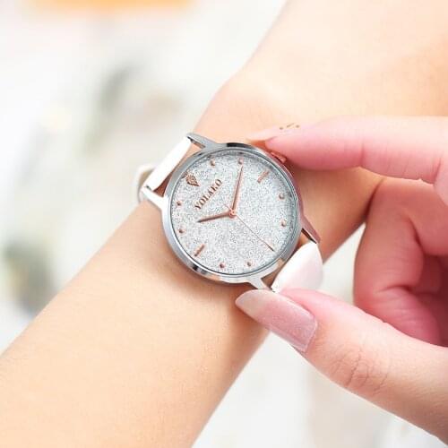Glitter ladies quartz watch fashion belt watch creative frosted three-needle dial simple female fashion watch