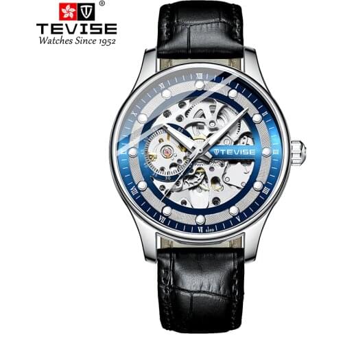 Mechanical Watch for Men TEVISE T836D Simple Automatic Wristwatches Mens Leather Waterproof Boy Clock Box Gift Dropshipping 2021