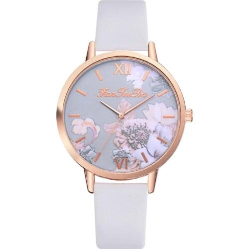 Retro Rose Flower Dial Design Ladies Watches Women Fashion Luxury Dress Watch 2020 New Casual Woman Quartz Leather Clock