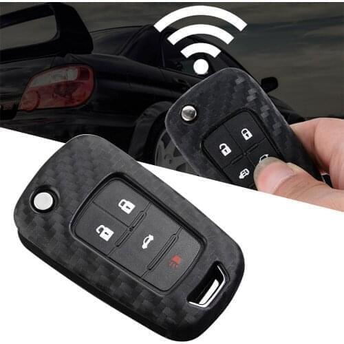 Carbon Fiber ABS Flip Car Key Fob Case Hard Cover For Chevy Chevrolet Cruze Malibu Camaro Impala Sonic SS For Buick LaCrosse