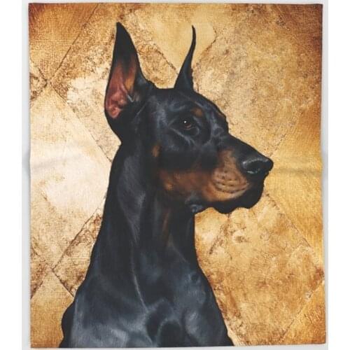 Black and Gold Doberman dog Blanket for Kids Girl Couch Soft Plush Bedspreads Quilt Drop Ship