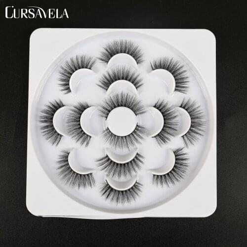Cursavela 5D Mink Lashes Natural False Eyelashes Dramatic Volume Fake Lash Makeup Eyelash Extension Silk Eyelash7 Pairs | Queen