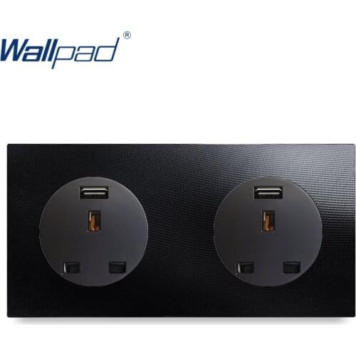 Double USB 13A Socket Wallpad Luxury Aluminum Metal Panel Electric Wall Power Socket Electrical Outlets For Home