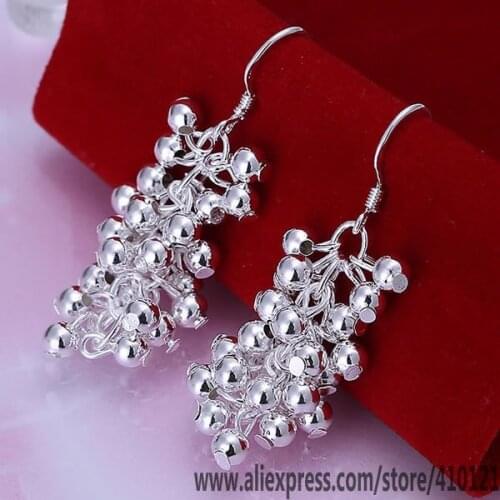 E008 Hot Sale High Quality Silver Color Fine Jewelry,Wholesale Jewelry Elegant Charms Fashion Purple Bean Earring /dewalwd