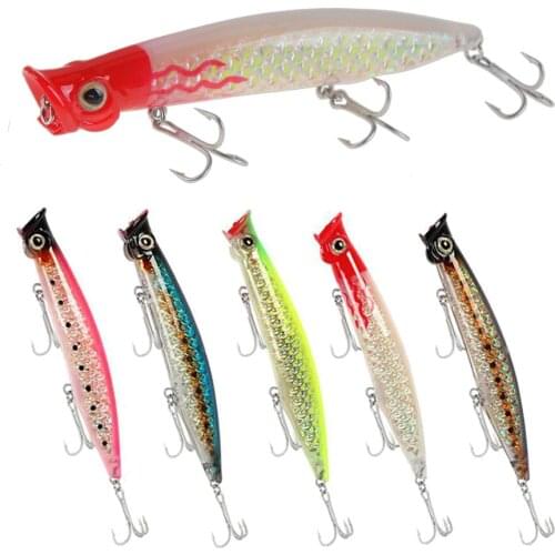 FANGBLUE 13.5g 11cm Popper Fishing Lure Set Lifelike Fish Scales Coating Minnow Wobblers Topwater Carp Fishing Artificial Bait