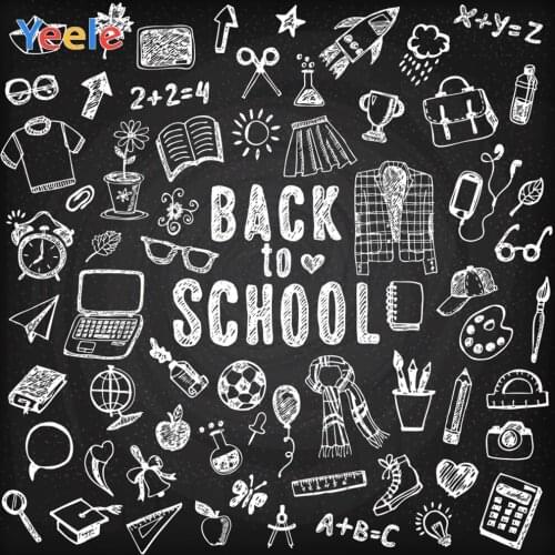 Yeele Blackboard Pattern Chalk Drawing Back to School Photography Background Customized Photographic Backdrops for Photo Studio