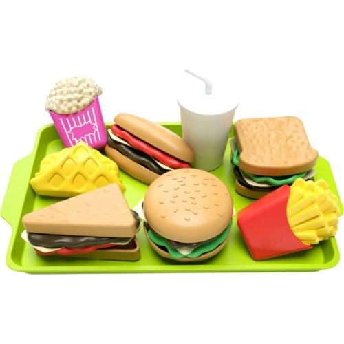 Play Food Set Artificial Hamburger Bread Fries Play Kitchen Toys