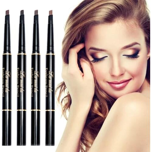 Triangle Eyebrow Pencil Double Head Automatic Rotation Stable Durable Clever Design Creative Gift Easy To Color Waterproof TSLM1