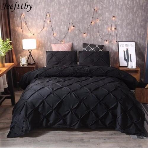 Black Duvet Cover Set Pinch Pleat 2/3pcs Twin/Queen/King Size Bedclothes Bedding Sets Luxury Home Hotel Use(no Filling No Sheet)