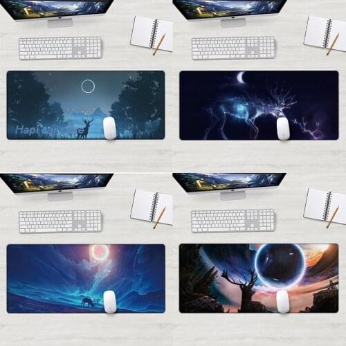80*30cm Deer Cute Mouse Pad Large Writing Desk Mat Kawaii Deskpad Gaming Writing Desk Mat for Office Keyboard Computer Mouse Mat