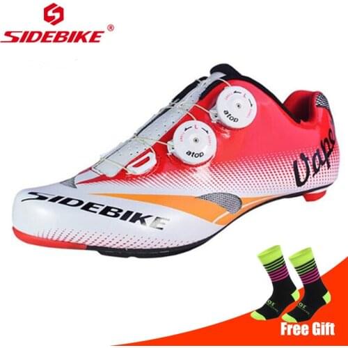 Sidebike Professional Carbon Fiber Road Cycling Shoes Men Sneakers Bike Bicycle Ultralight Self-Locking Athletic Racing Sneakers