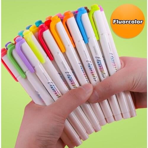 5pcs Colorful Highlighter Pens Set Double Tip Bold Fine Mild Color Fluorescent Marker Drawing Office School E6782