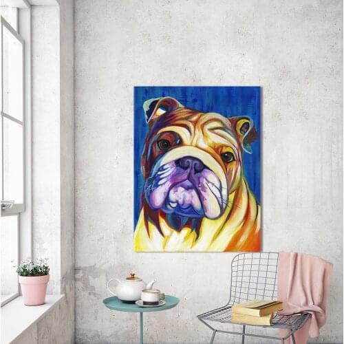 HDARTISAN Wall Art Picture Canvas Print oil painting Animal Bulldog picture For Living Room Home Decor No Frame
