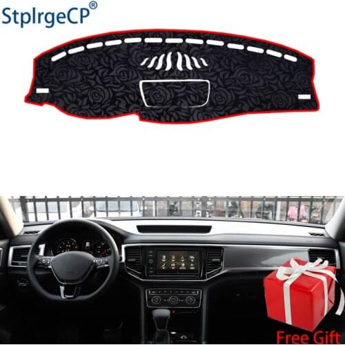 Rose Pattern Non-slip Car Dashboard Cover Dash Mat Pad DashMat ANti-UV Car Sticker for Volkswagen Teramont 2017-2019 Car Styling