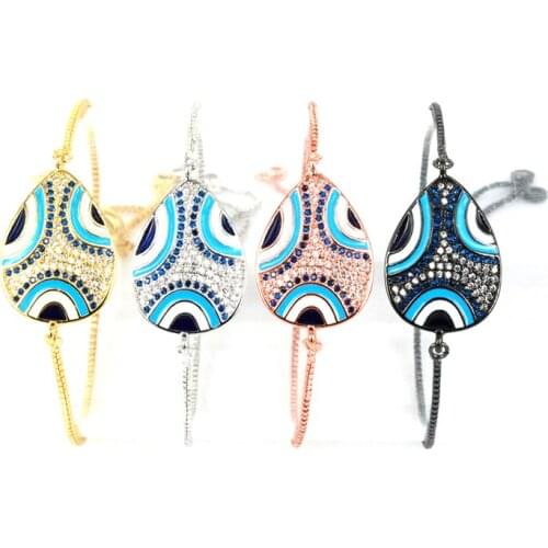 New Simple Pave CZ Eye Charm Bracelet Slider Chain Bracelets For Women And Men Crystal Jewelry Adjustable Womens Bracelets