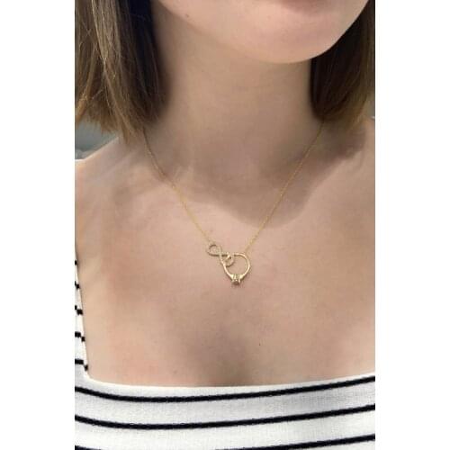 Gold Plated Solitaire Eternity 925 Silver Necklace