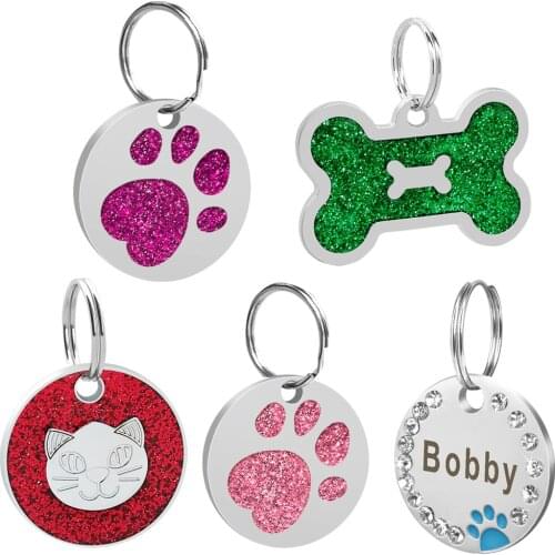 20 pcs Blank Dog ID Tags Paw Bone Dogs Pet Tags Collar Pendant Personalized Custom Engraved Puppy Cat Tag Pet Accessories