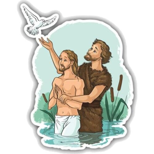 Personality Baptism of Jesus Christ Religion PVC Motorcycle Car Sticker Waterproof Sun Protection Anti-UV Apply To Car Window