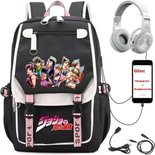 Anime JoJos Bizarre Adventure backpack student School book Bag Women men Travel Backpack USB Charging teenagers Laptop packsack