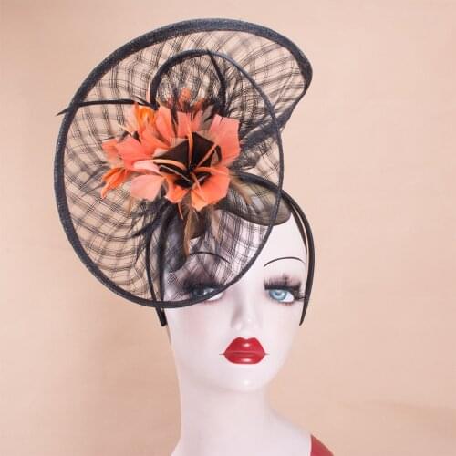 New Collection Fascinators Hats Sinamay Feather Netting Hats for Womens Kentucky Derby Wedding Event Cocktail Headband 1pcs