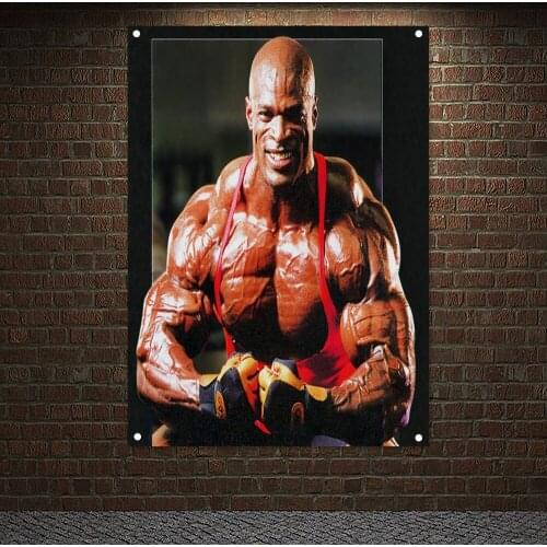 Workout Banner Stadium Gym Wall Decoration Man Body Building Wall Hanging Inspirational Poster Tapestry 4 Grommets Custom Flag