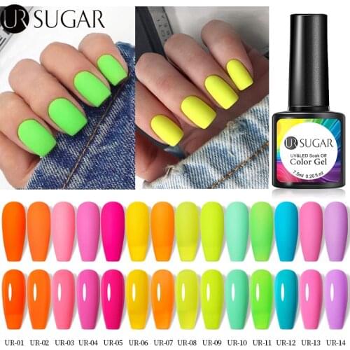 UR SUGAR Neon Gel Polish Varnishes Hybrid Nails For Manicures 7.5ML Semi Permanent Soak off Enamel Gel Polish UV Gel Nail Polish