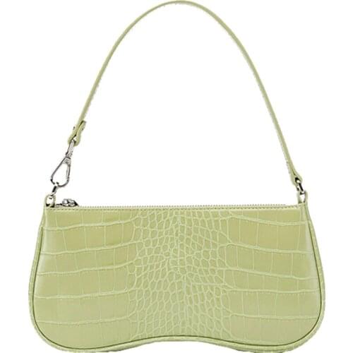 Vintage Baguette Shape Shoulder Bag Retro Crocodile Women Design Handbag Black New Summer Alligator Armpit Bag Torba Damska #30