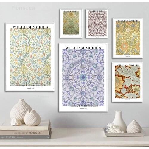 William Morris Flowers Poster Vintage Abstract Floral Canvas Painting Fashion Home Decoration Wall Art Pictures for Bedroom