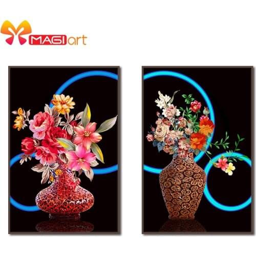 Cross stitch kits Embroidery needlework sets 11CT water soluble canvas patterns 14CT Oil painting The Art of Flowers-NCMF108