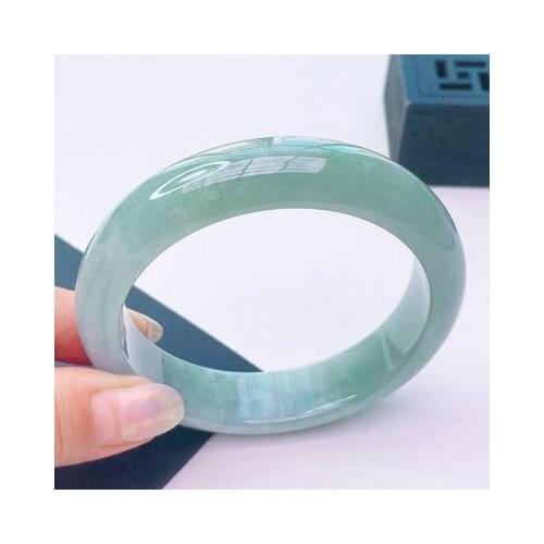 Zheru Jewelry Natural Burmese Jade Light 54-64mm Bracelet Elegant Princess Jewelry, Best Gift for Mother and Girlfriend