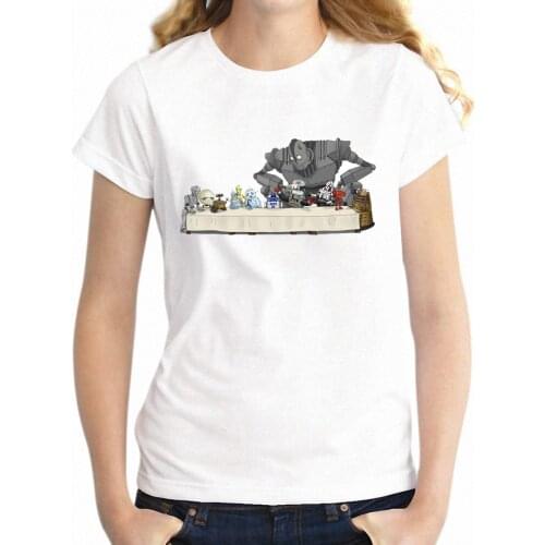 Womens T-shirt The Last Supper Featuring The Iron Giant R2d2 Robot Mashup Badass tshirt Girls tshirt Harajuku tees tops