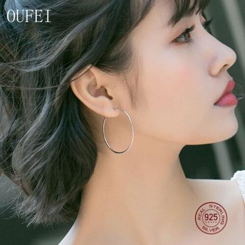 For Women 925 Sterling Silver Small And Big Earrings Simple Fashion Fine Round Earrings Jewelry Accessories