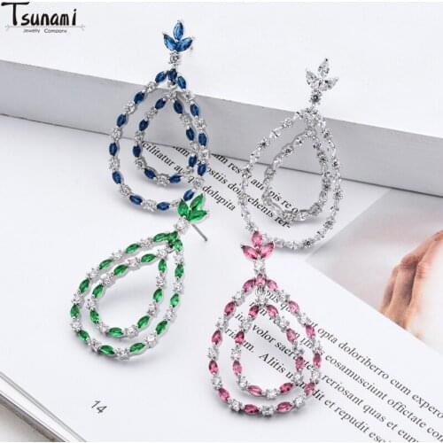 Women Drop Earrings Embellished with Crystals Zircon Stone Round Charm Drop Earrings Popular Romantic Fine Popular Jewelry Gifts